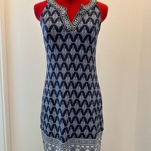 Magnolia Grace - Chic Blue Patterned Dress - XSP